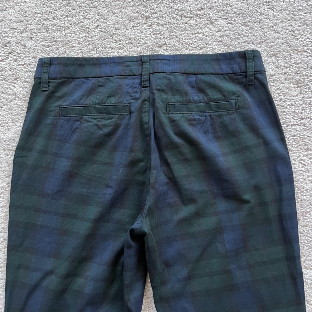 Frank & Eileen Wicklow Chino Plaid Pants Womens 8 Green Stretch Made In USA - Picture 3 of 16